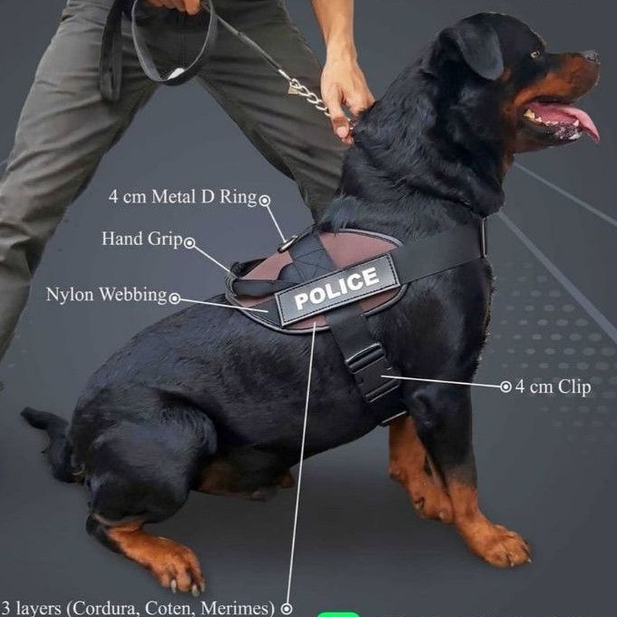 Rompi Anjing Pakai Nama Harness Anjing Besar Rompi Anjing Polisi Tactical Ringan dan Kuat