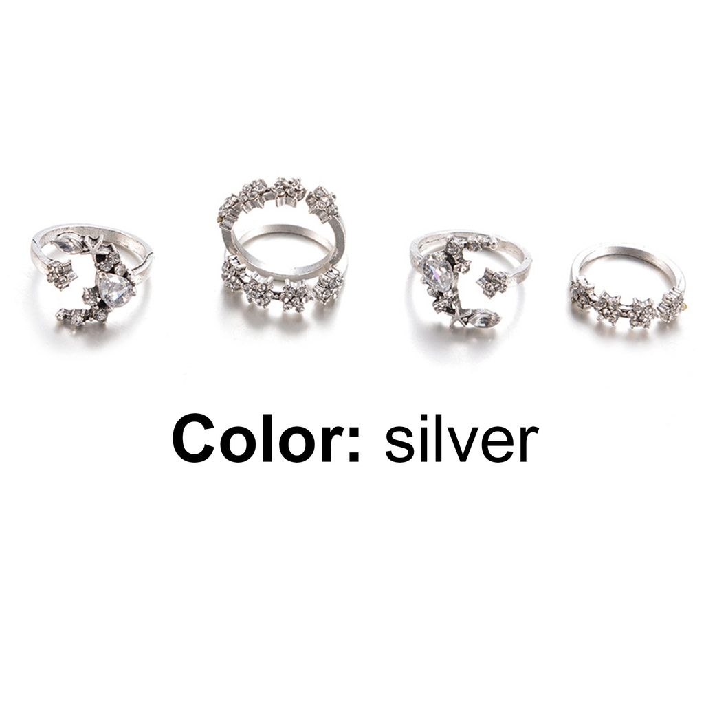 Hu Hu Hu Hu Hu Alat Bantu Pasang Kacamata♡ 5pcs Cincin Jari Bahan Alloy Aksen Berlian Imitasi Untuk Klub