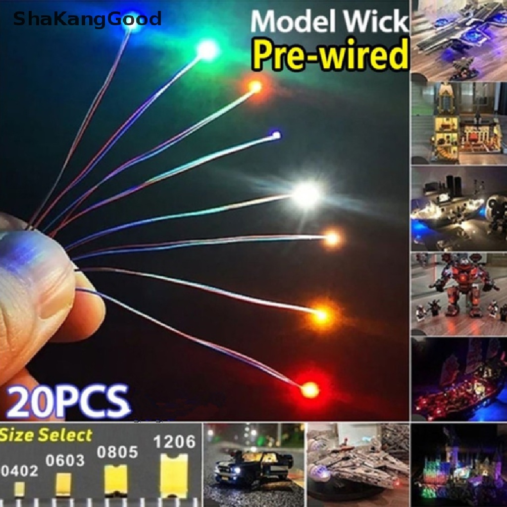 20pcs Lampu Dioda Led Pre-Soldered Micro Smd 0402 # 0603 # 0805 # 1206