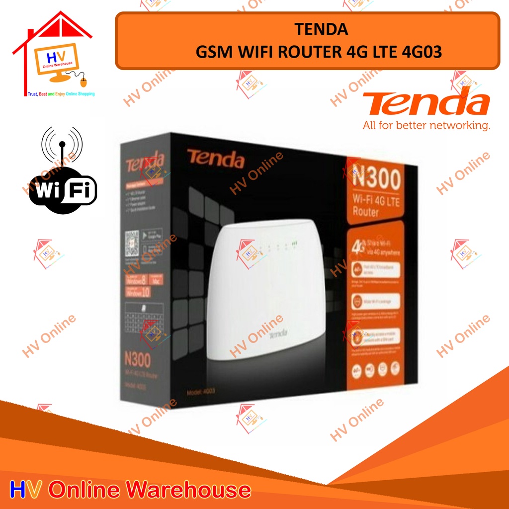 Tenda 4G03 3G/4G N300 Wi-Fi 4G LTE Router GSM