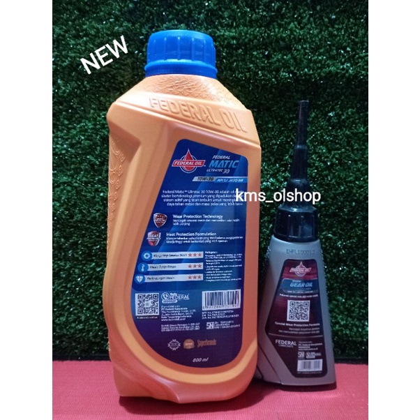 Paket Oli Federal Ultratec Matic 10W-30 800 ml dan Oli Gardan Gear Federal 120 ml Original