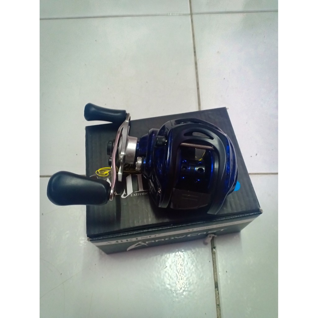 Reel Baitcasting BC Ajiking Arrow Cast Hitam List Biru High Ratio TERBAIK