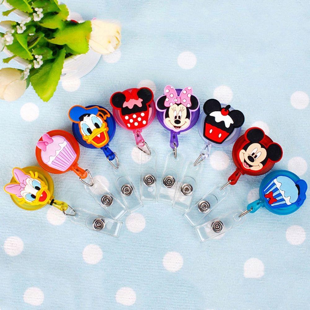 [Elegan] Retractable Badge Reel Siswa Silikon Perawat Dokter Kartun Card Holder Mickey Minnie Name Card Holder