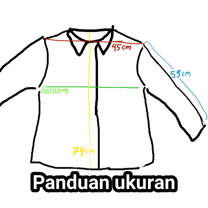 Ds51C1 Atasan Wanita Kemeja Ukuran Jumbo Big Size - Hitam, Xxl Fe5E2D