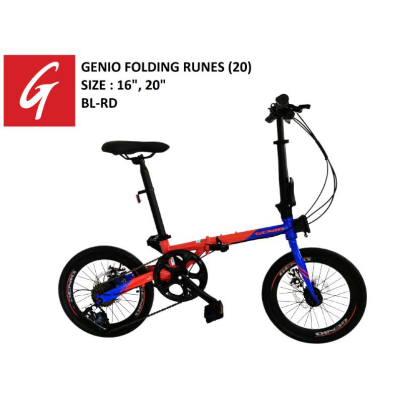 SEPEDA LIPAT GENIO RUNES 20 INCH CHROMOLY BLUE RED