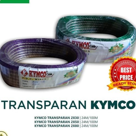 KABEL LISTRIK TRANSPARAN KABEL SERABUT 2x80 / 2x50 / 2x30 | 100y | KYMCO