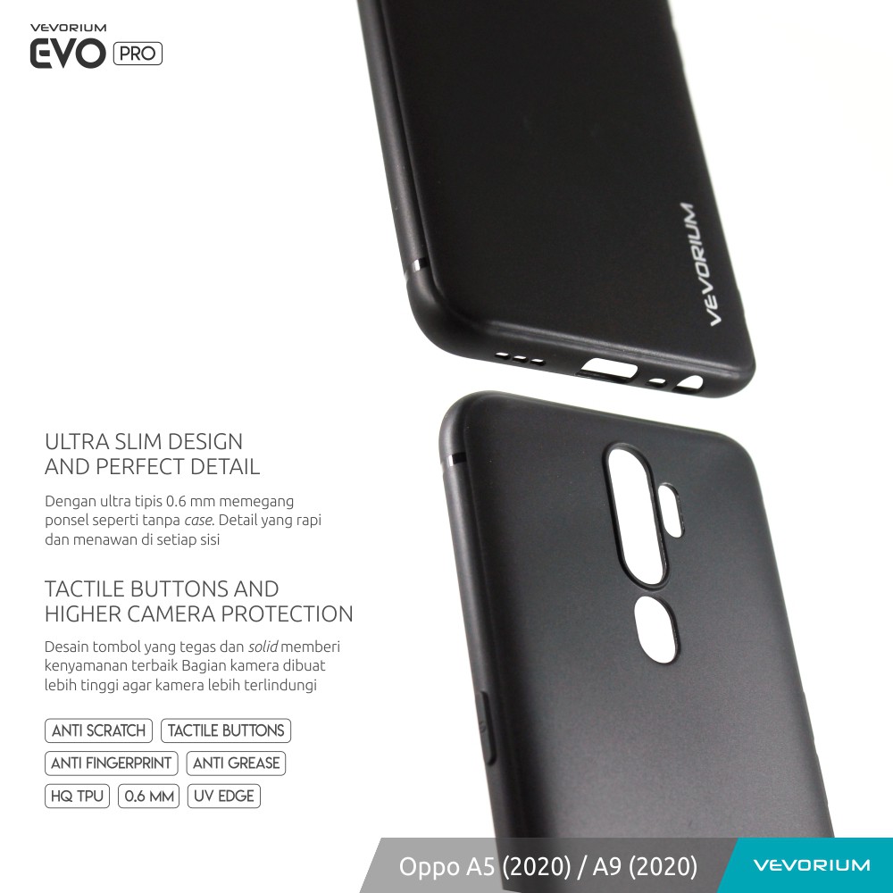 PAKET Tempered Glass + VEVORIUM EVO PRO Oppo A9 2020 A5 2020 Soft Case