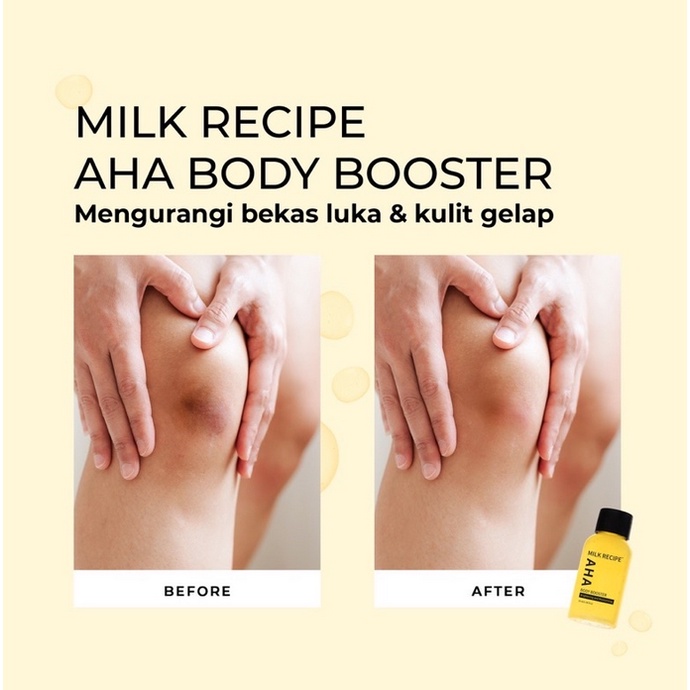 MILK RECIPE aha body booster / 3 in 1 hair removal cream penghilang bulu kaki ketiak murah bpom recipe menghilangkan ketek waxing wax ketek mencerahkan body lotion serum skin barrier kulit bekas luka kasar memudarkan niacinamide melindungi ceramide sehat