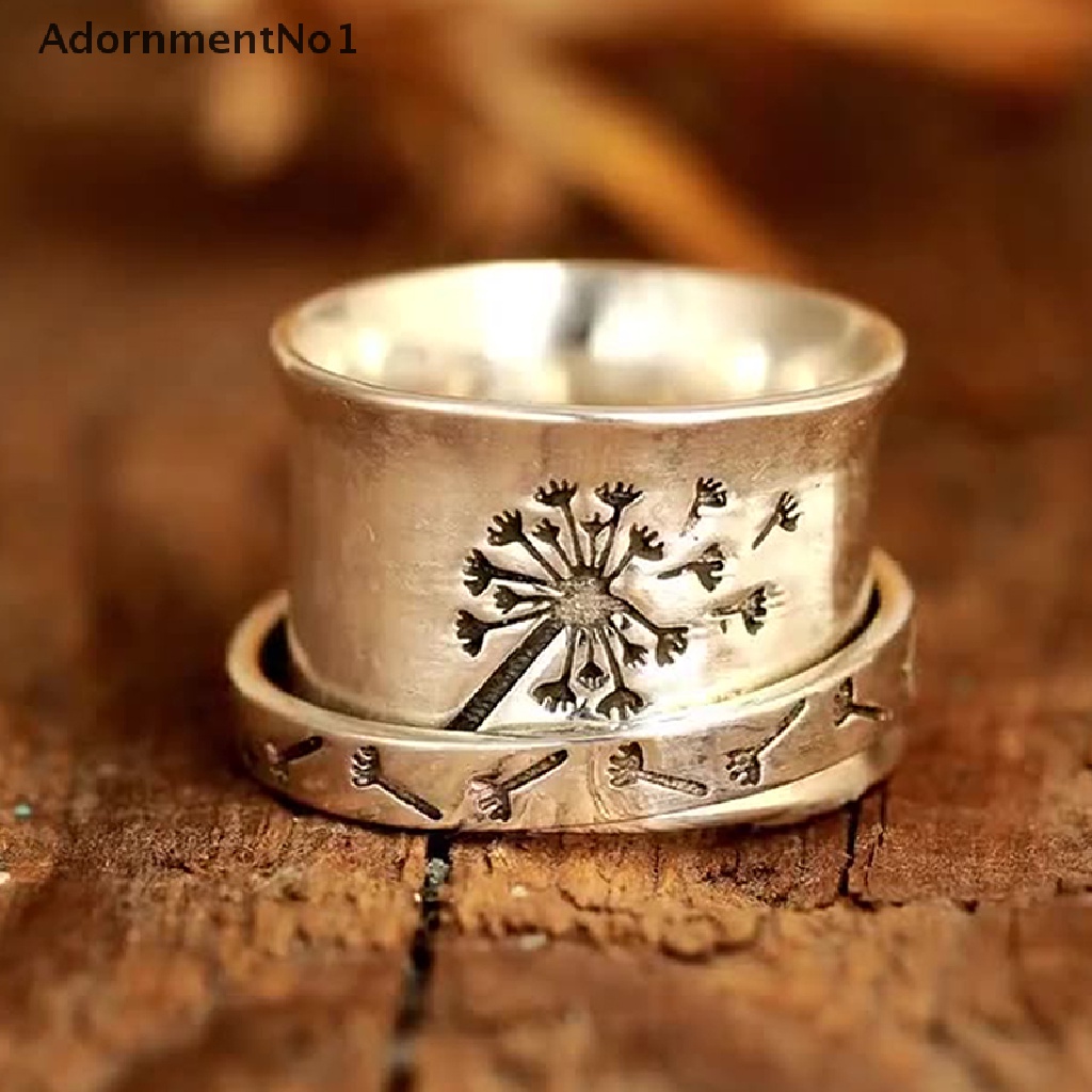 (AdornmentNo1) Cincin Fidget Spinner Motif Dandelion Anti Stress Untuk Pria / Wanita