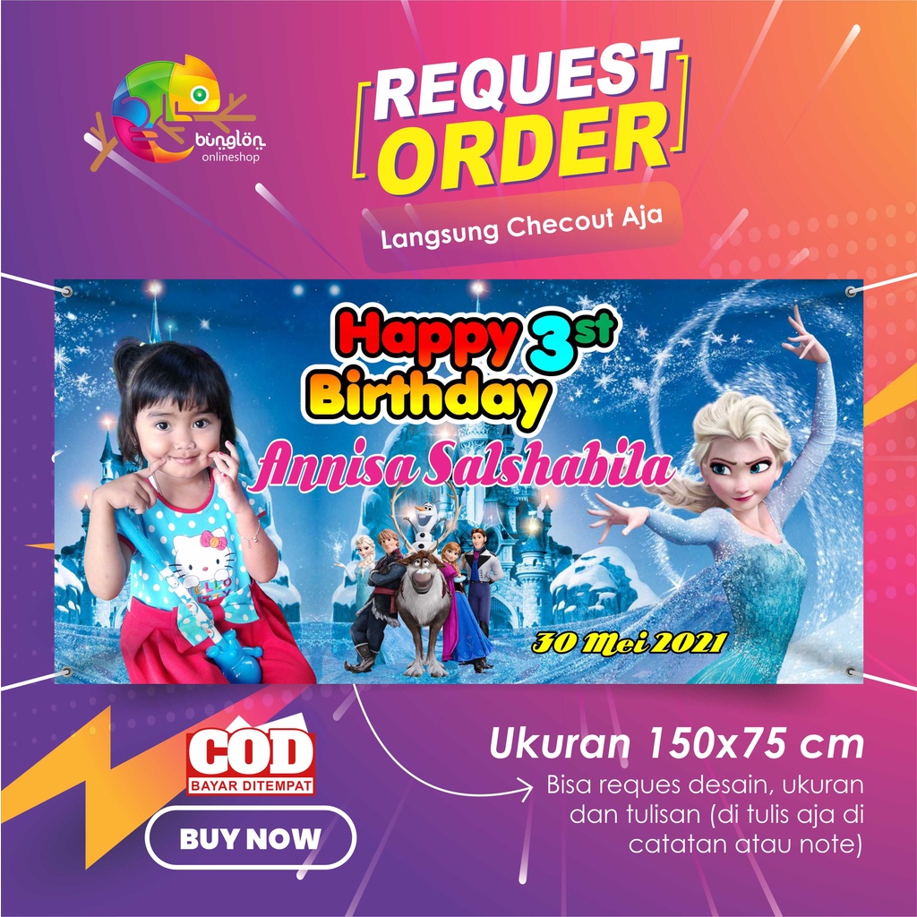 Spanduk Banner Ulang Tahun Murah Berkualitas Tema Frozen