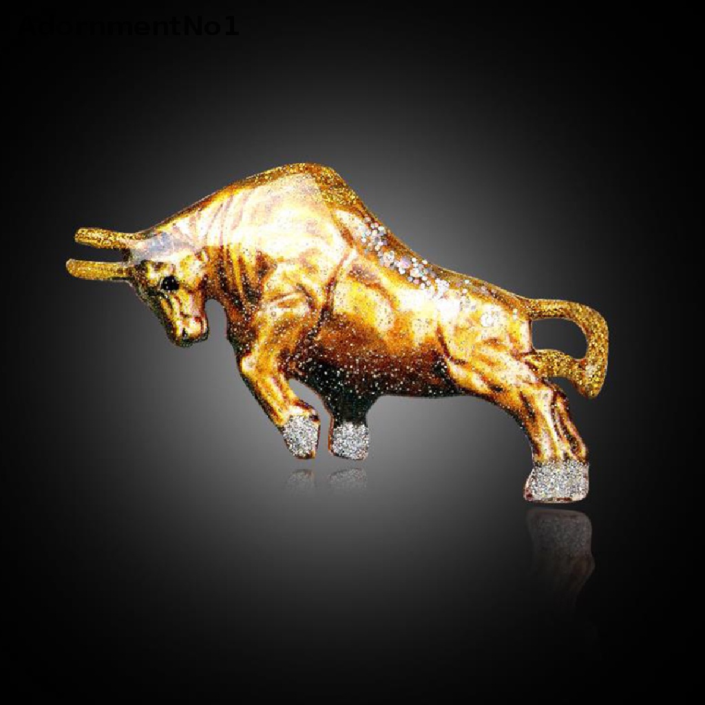 (AdornmentNo1) Bros Pin Enamel Desain Banteng Warna Emas