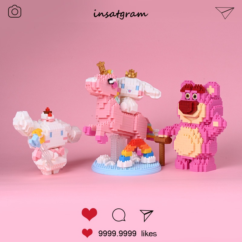 Mainan Majelis Edukasi Anak Strawberry Bear Unicorn Partikel Kecil Kompatibel Dengan Mainan Anak Laki-Laki Dan Perempuan