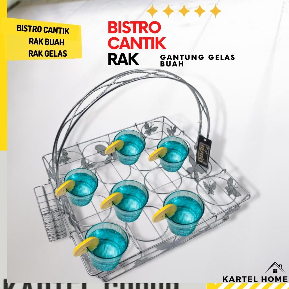 HOME Keranjang Aqua Gelas Stainless Rak Gelas Wadah Gelas