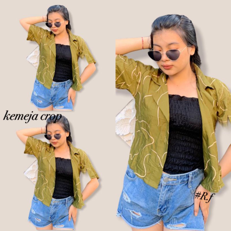 Kemeja garis / kemeja crop best seller