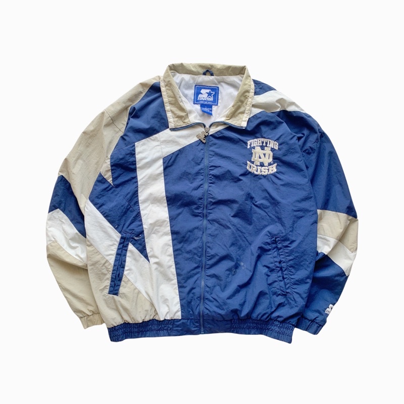 vintage starter notre dame colorblock windbreaker jacket - thrift jaket