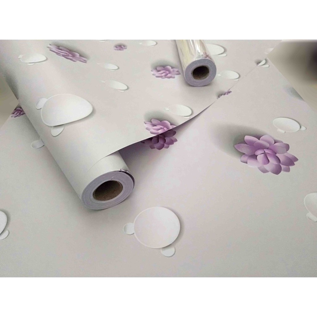 (PROMO) Gudang 10 Meter Wallpaper Dinding Kamar Tidur Kembang / Anti Air 45 CM x 10 Meter Bahan PVC Premium (SUDAH ADA LEM)