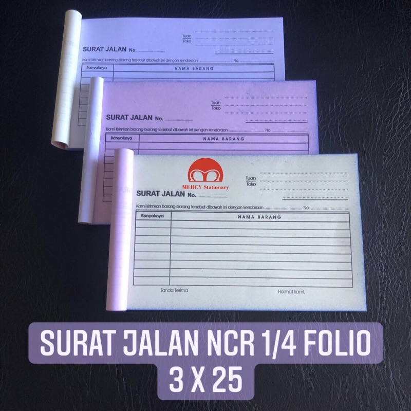 

Surat Jalan KECIL Mercy 2 Ply dan 3 Ply Rangkap 3 Ply @ 25 Lembar NCR 3x25 Mercy