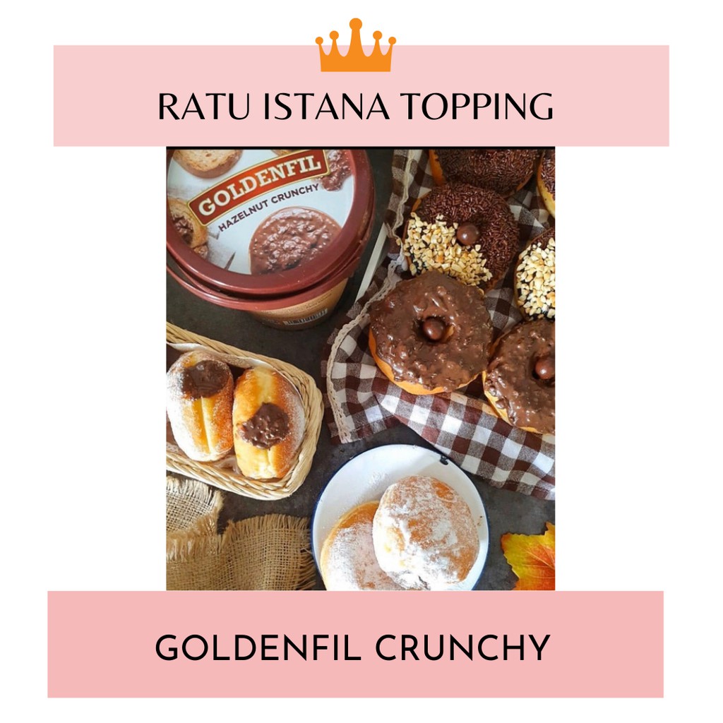 

NG GOLDENFIL CHOCO CRUNCHY 1KG-MILK-HAZELNUT-TIRAMISU-SELAI COKLAT MATCHA RENYAH-SELAI ROTI BAKAR