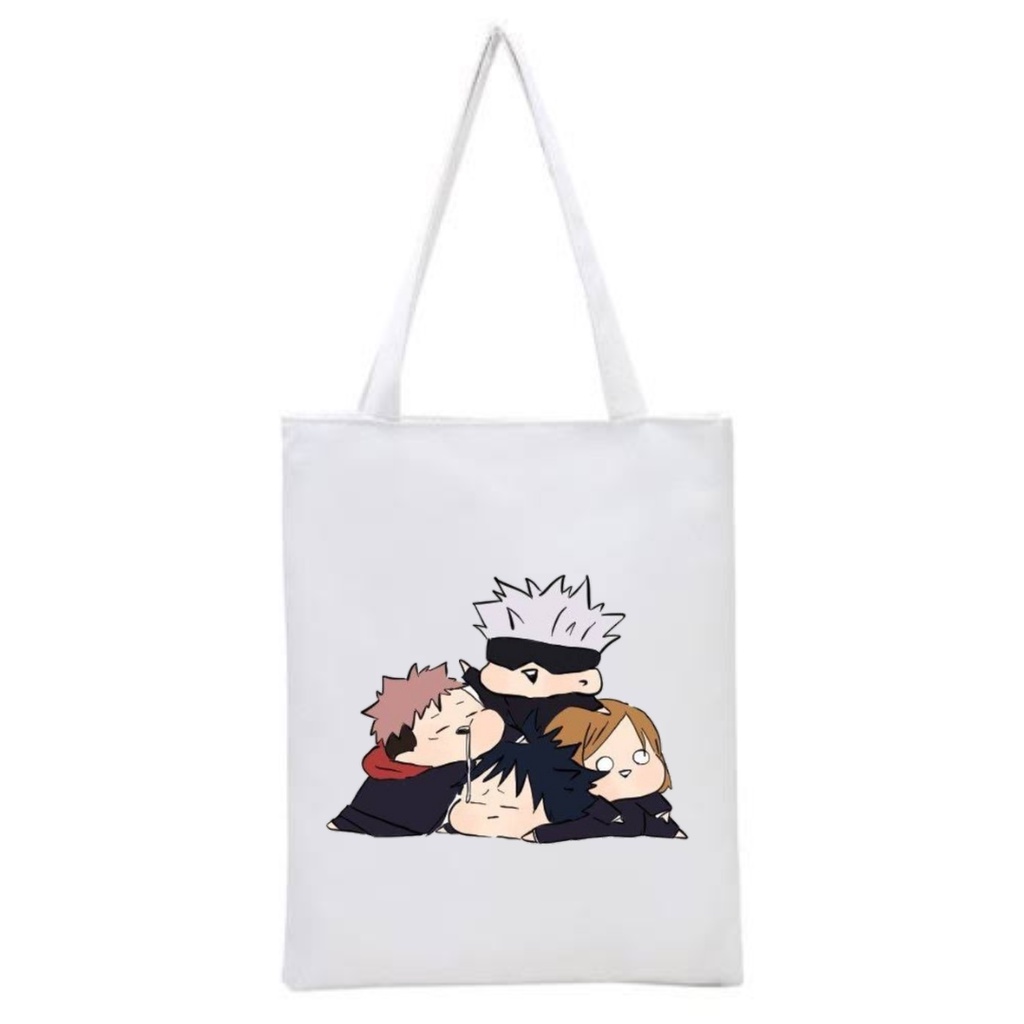 BISA CUSTOM TOTEBAG RESLETING JUJUTSU KAISEN ANIME Tas manga tote bag gojo yuji megumi mahito