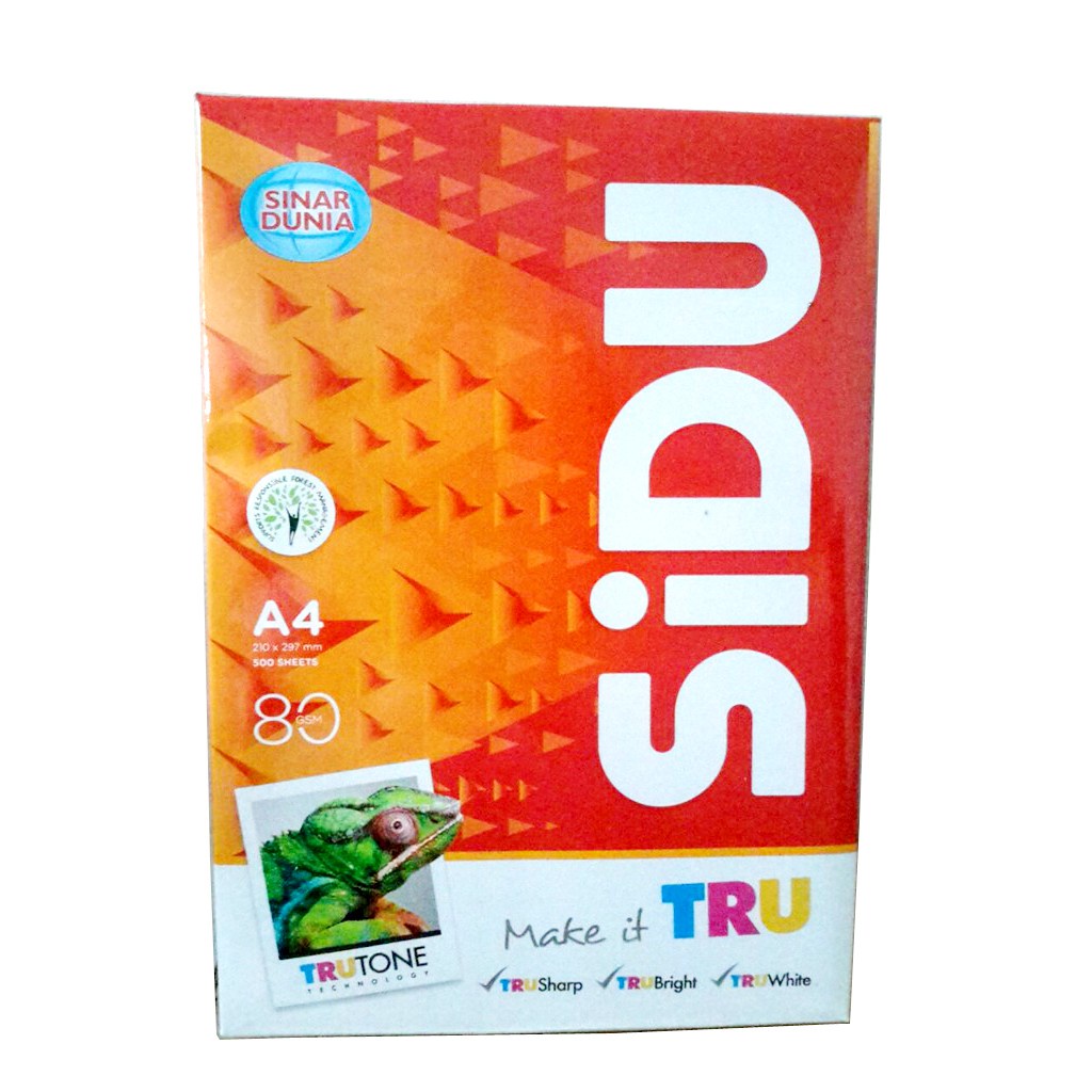 

Kertas HVS Sidu A4 ( 75 gram )/ (80 gram) sinar dunia