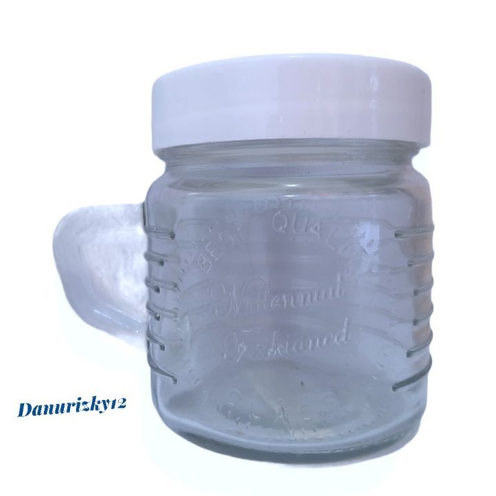 Gelas Jar / Mug Kaca / Gelas Kaca dengan tutup plastik  250 ml