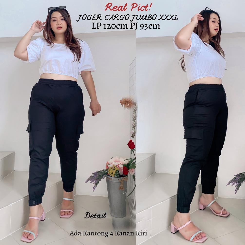 CELANA WANITA CARGO JOGER XXL JUMBO DAN SUPER JUMBO / CELANA CARGO PANJANG WANITA JUMBO / CELANA PAN