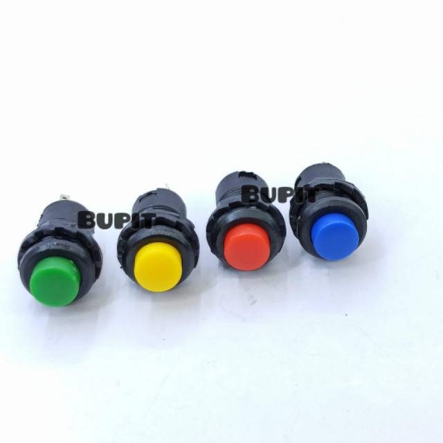 Switch Push On Off Bulat 2 Pin 12 mm @Plastik
