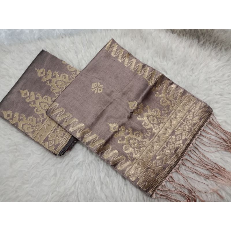 songket silungkang warna coklat susu soft