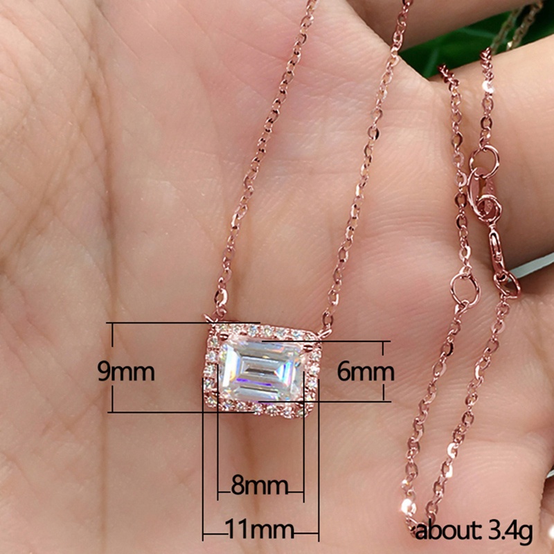 Kalung Liontin Bentuk Persegi Geometris Bahan Cubic Zirconia Untuk Wanita