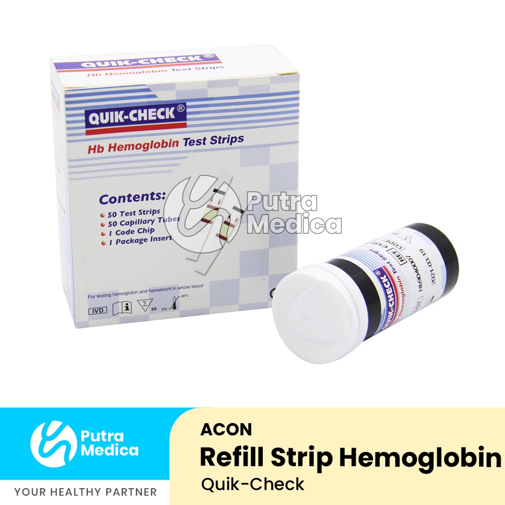 Acon Quik Check Strip Hemoglobin - isi 50 / Stik HB / Tes Darah