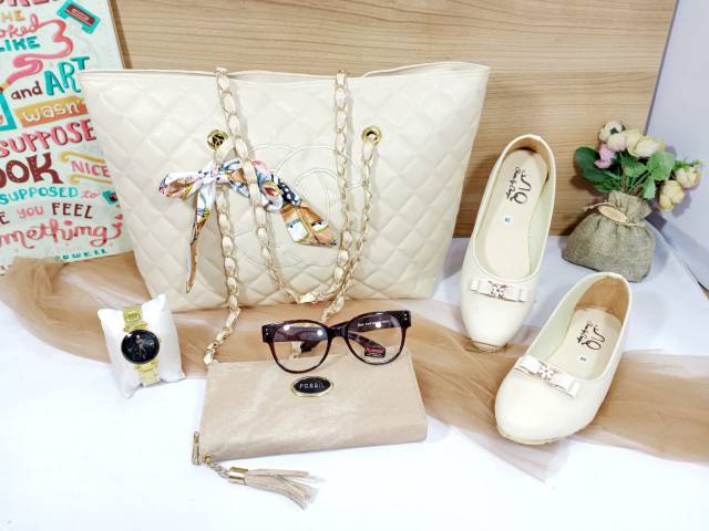 TAS PAKET 5IN1 TOTEBAG CHANEL TAS SET 5IN1 TAS SESERAHAN TAS WANITA TAS TOTE MURAH TAS CHANEL