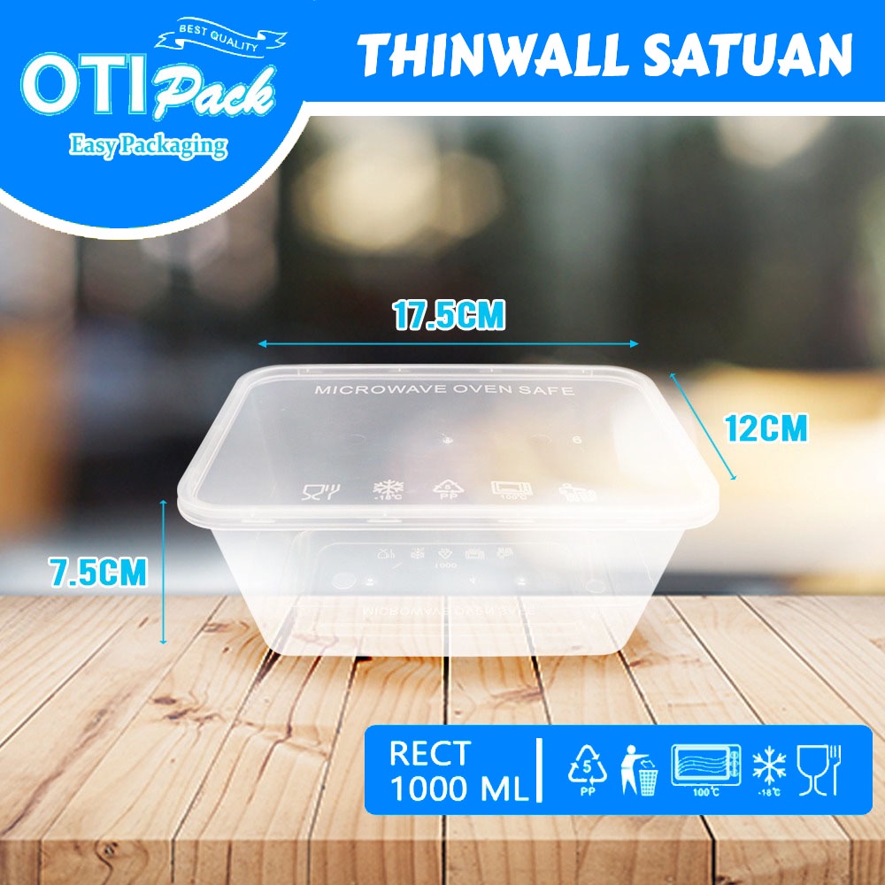 SATUAN Thinwall Satuan/ Thinwall Persegi 1000ML/ Tempat Makan/Tempat Bekal/ Food Container Box OTS.1000