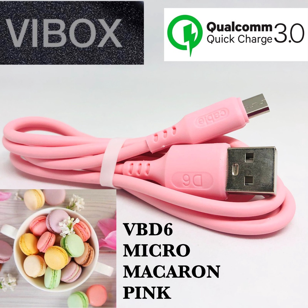 Kabel Data VIBOX MACARON Micro USB VBD6 Fast Charging 3.0A Metalic Finishing 1 Meter Data cabel Fast Charging