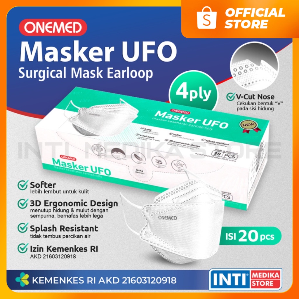 Jual ONEMED - Masker 3D 4 Ply Surgical Earloop UFO | Model CONVEX KF94 ...