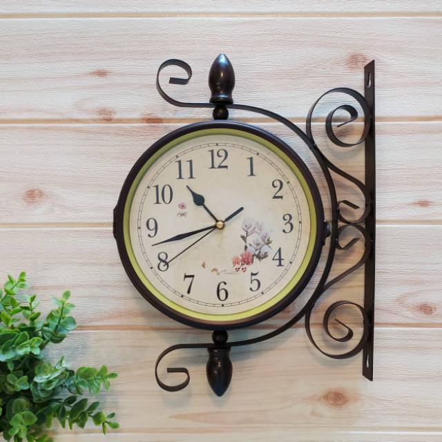 Jam gantung shabby vintage 2 sisi model pentol klasik