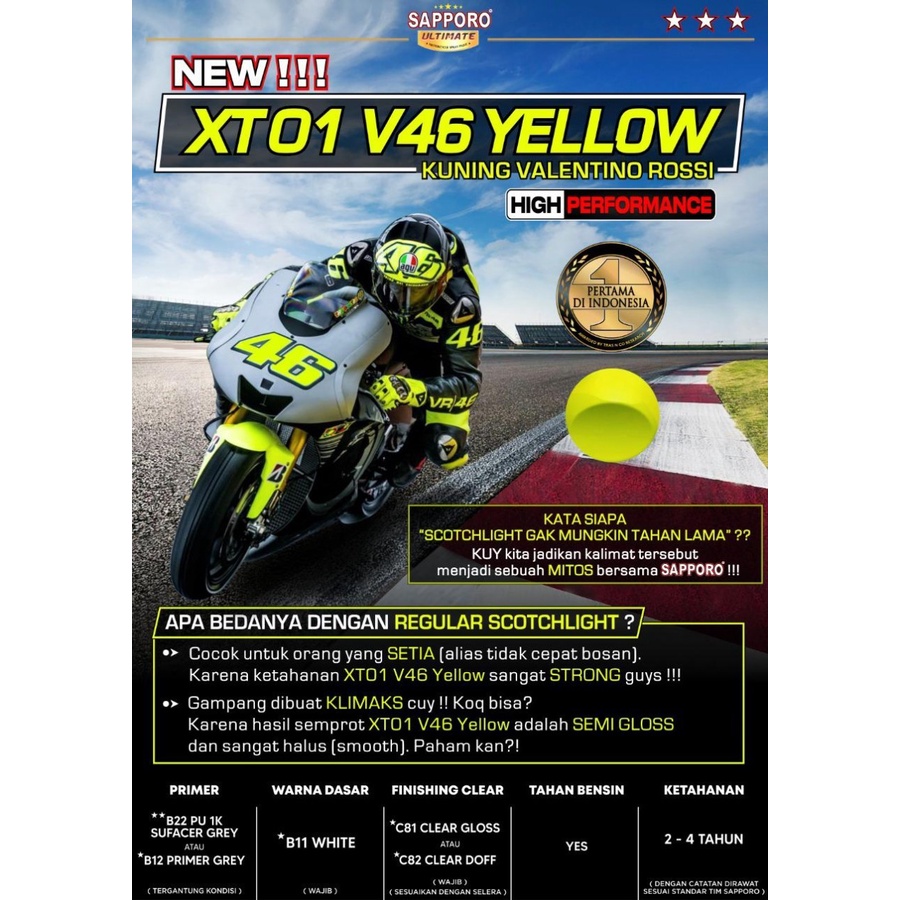 SAPPORO ULTIMATE ***** XT01 V46 YELLOW Kuning Stabilo Cat Semprot Pilox Pylox