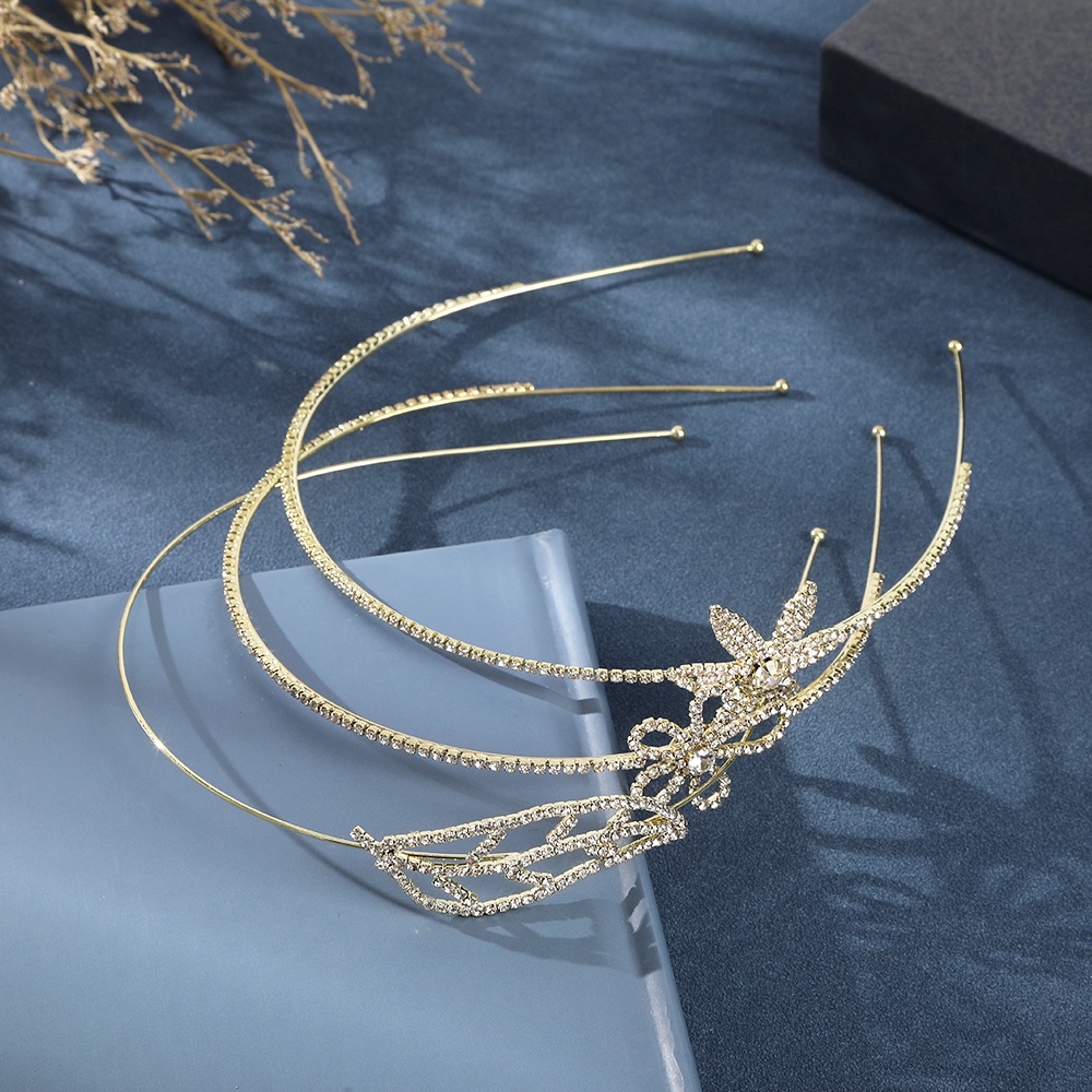 Bando Tipis Desain Bunga Butterfly Aksen Kristal Berlian Imitasi Bahan Alloy Gaya Korea Untuk Wanita