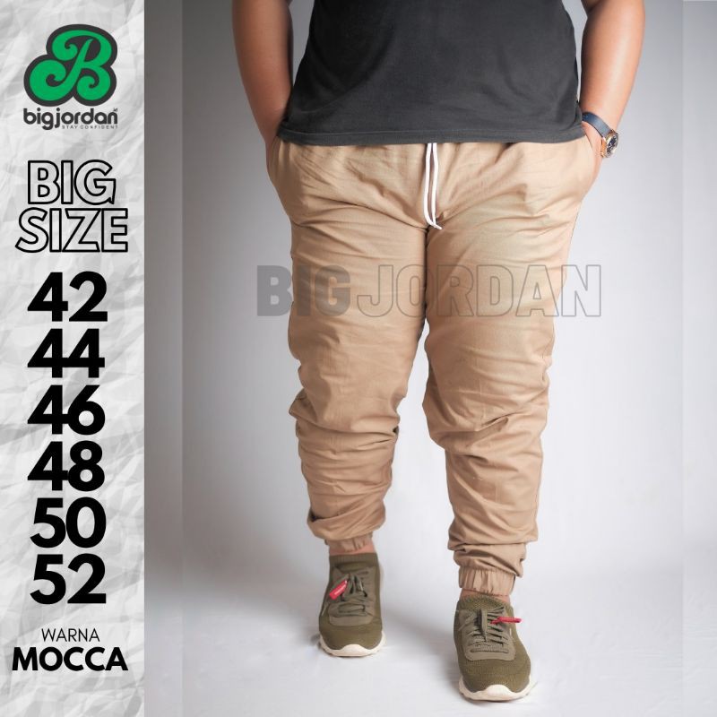 Celana Jogger Pants cotton twill Big Jordan original big size 42 44 46 48 50 52 joger jumbo Mocca