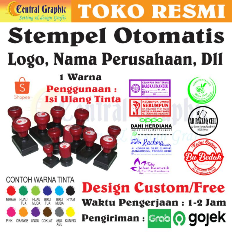 

stempel otomatis cap tinta 1 warna ukuran kecil