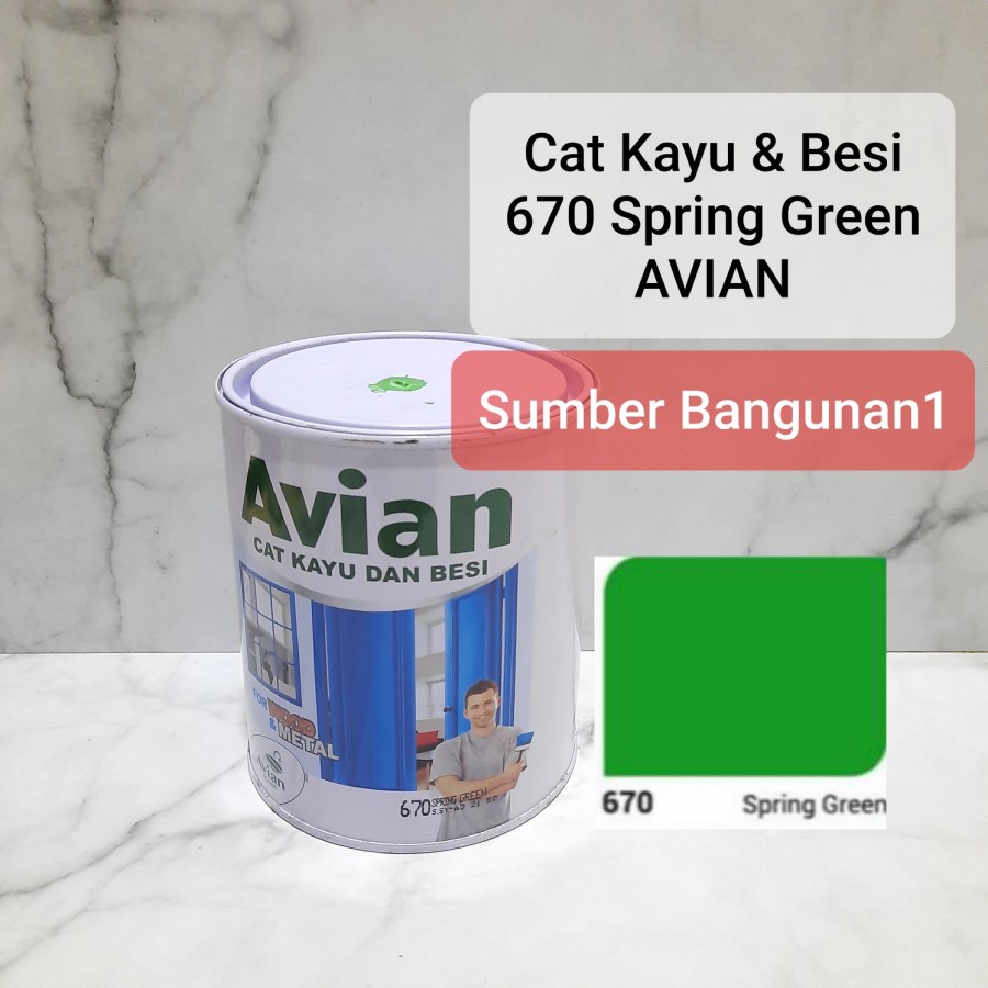 Cat kayu besi AVIAN 670 Spring Green cat minyak 1kg hijau daun