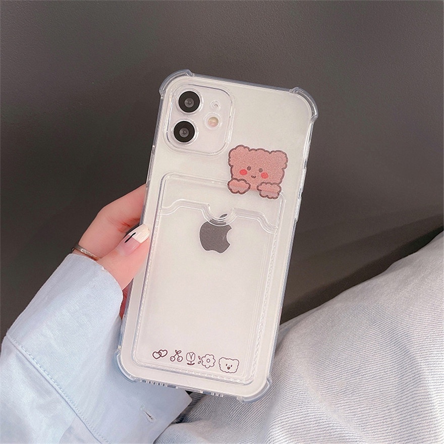 iPhone 12 11 Pro Max 12 Mini SE 2020 X XR Xs Max 7 8 Plus Case Cartoon Card Package Phone Case Clear Soft Protective Cover-4