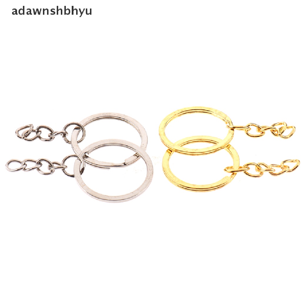 Adawnshbhyu 20pcs/lot 28mm Panjang Kunci Gold Silver Chains Key Ring Gantungan Kunci Bulat