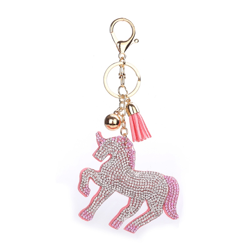 SIY  Fashion Cute Key Ring Unicorn Chain Gift Bag Pendant Decoration Alloy Rhinestone