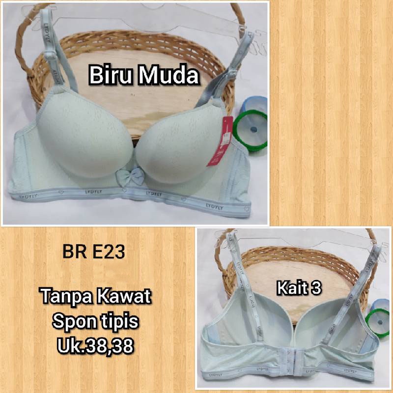 BH / BR E23 Biru tanpa kawat spon tipis uk.38
