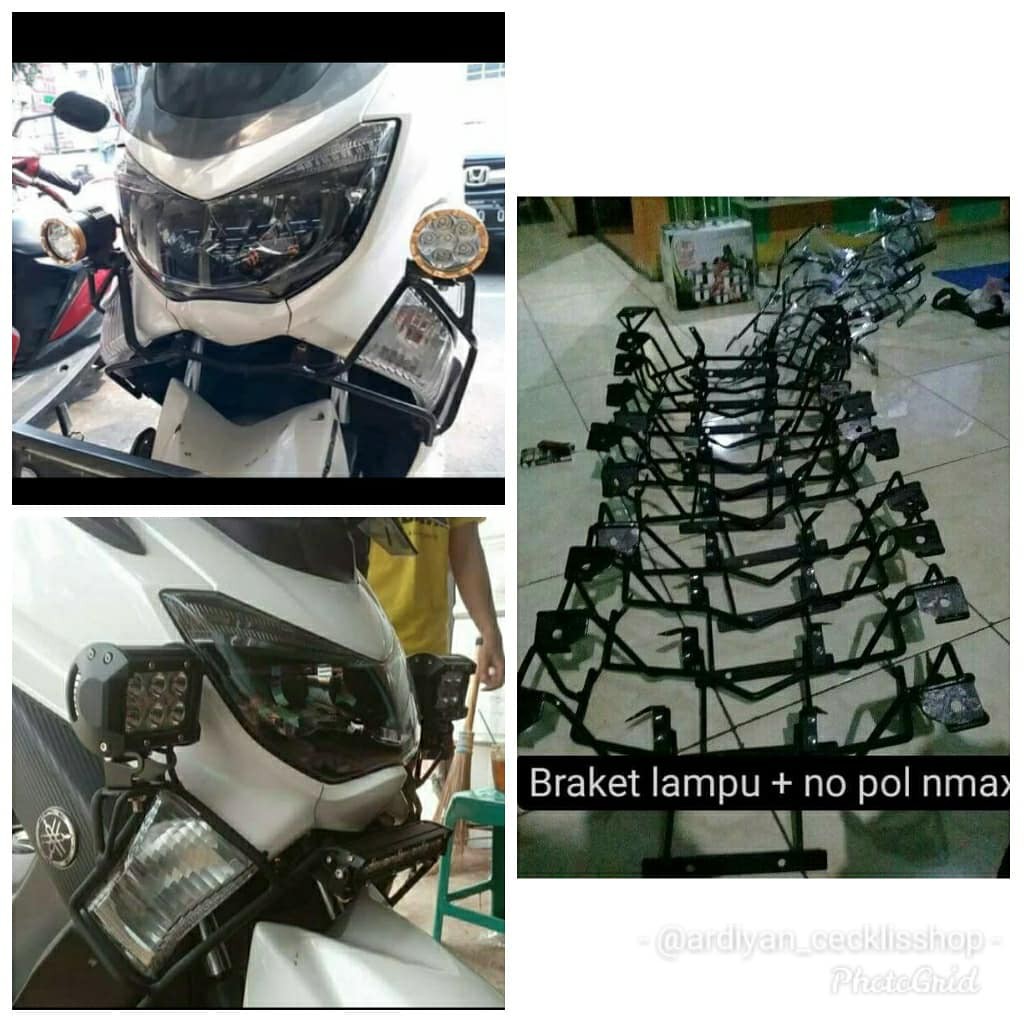 Breket Lampu + No Pol Nmax Tubular Crashbar Nmax