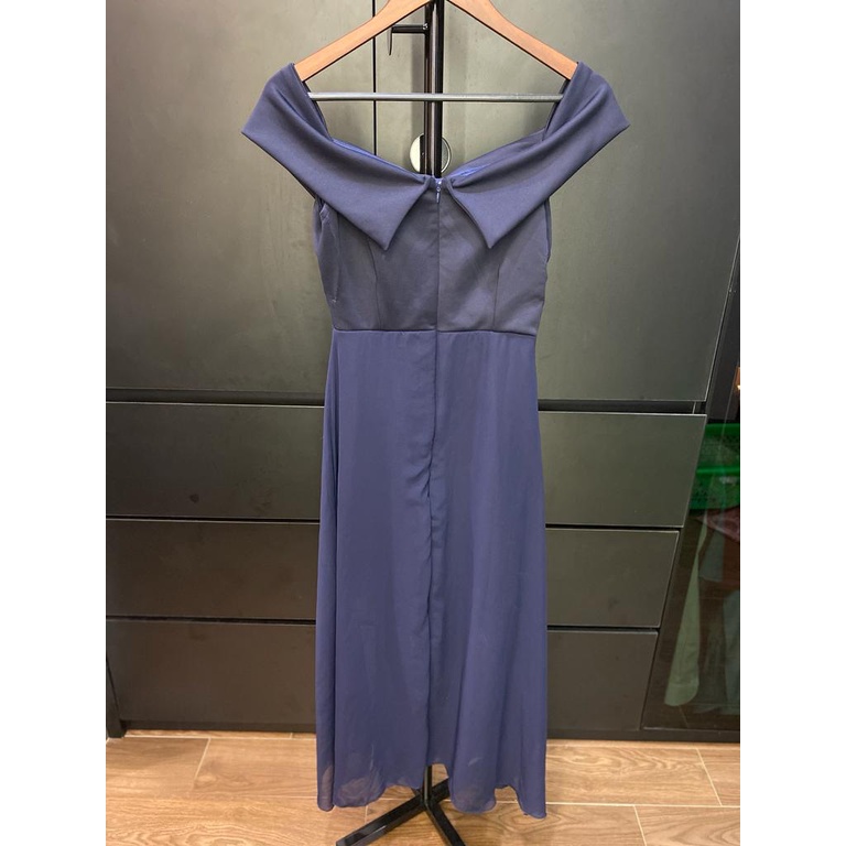 Dress Wanita Blue Dress Slit Dress Gaun Wanita - ALL SIZE Preloved