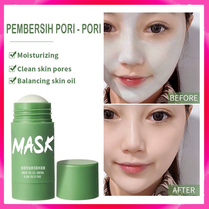 [100% Asli + Real Pict] Green Mask Stick Original Untuk Jerawat Wanita dan Pria Pembersih Komedo Pori - Pori