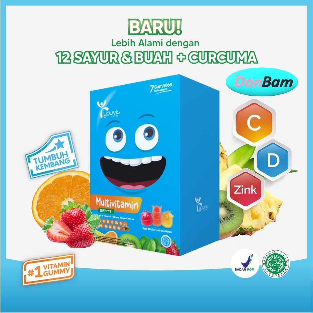 Youvit Box Isi 6 Bungkus 42 Gummy Dewasa, Anak, Beauti, dan Omega-3 Kafe G Acno Beauti+