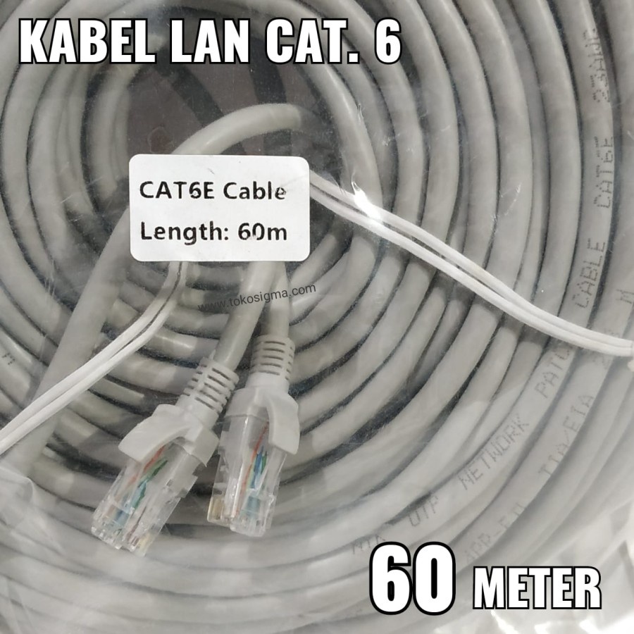 KABEL LAN RJ45 INTERNET NETWORK PATCH CORD CAT 6 UTP RJ-45 60M NYK ORI