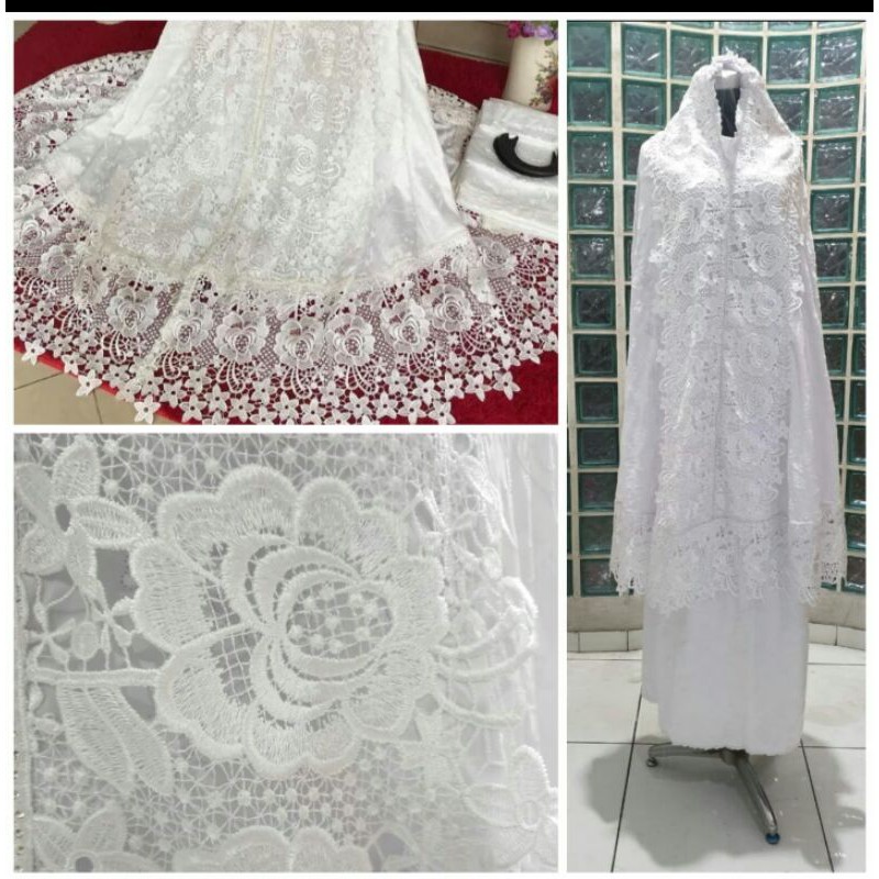 Mukena Sutra Paris Putih Senada